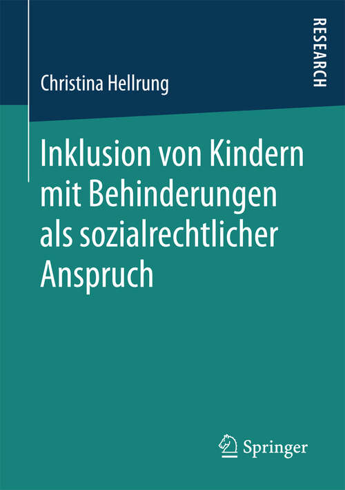 Book cover of Inklusion von Kindern mit Behinderungen als sozialrechtlicher Anspruch