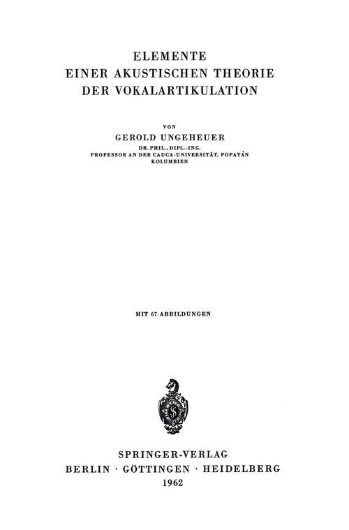 Book cover of Elemente Einer Akustischen Theorie der Vokalartikulation (1962)