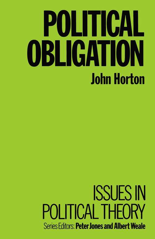 Book cover of Political Obligation (1st ed. 1992)