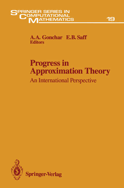 Book cover of Progress in Approximation Theory: An International Perspective (1992) (Springer Series in Computational Mathematics #19)