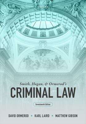 Book cover of Smith, Hogan, and Ormerod's Criminal Law: (pdf) (17)