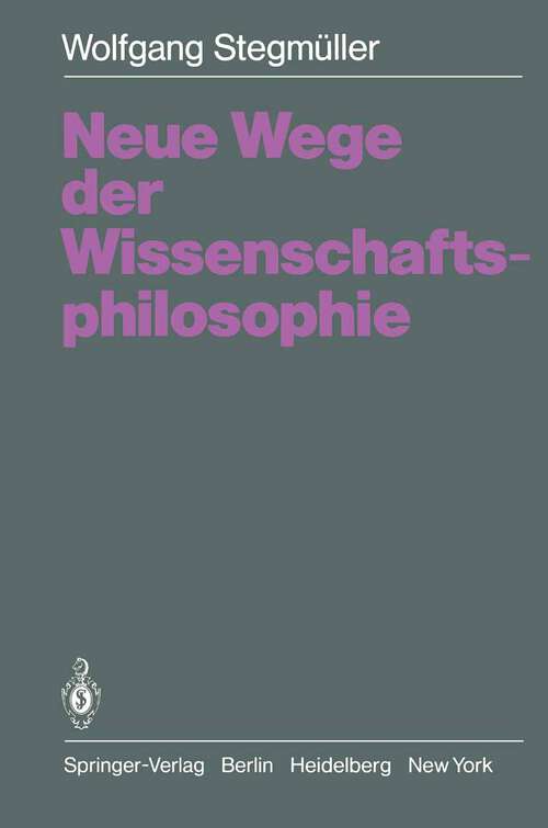 Book cover of Neue Wege der Wissenschaftsphilosophie (1980)