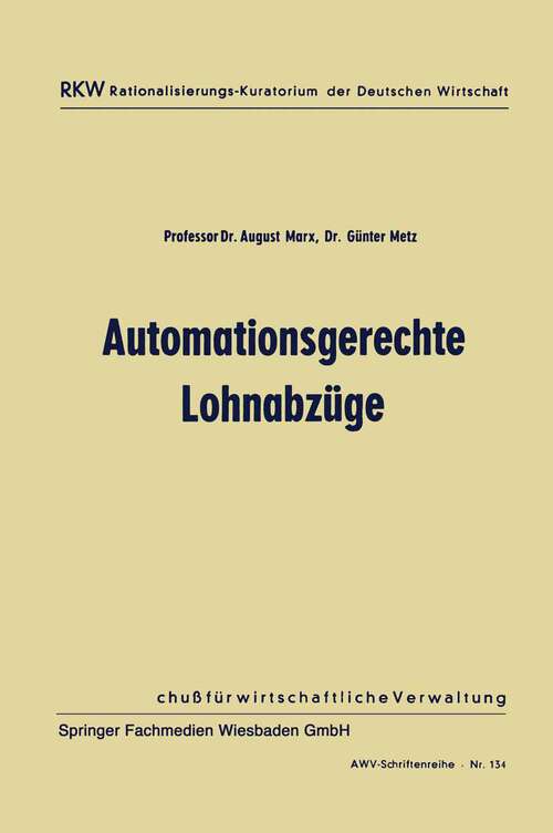 Book cover of Automationsgerechte Lohnabzüge (1962)