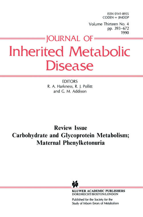 Book cover of Carbohydrate and Glycoprotein Metabolism; Maternal Phenylketonuria (1990)