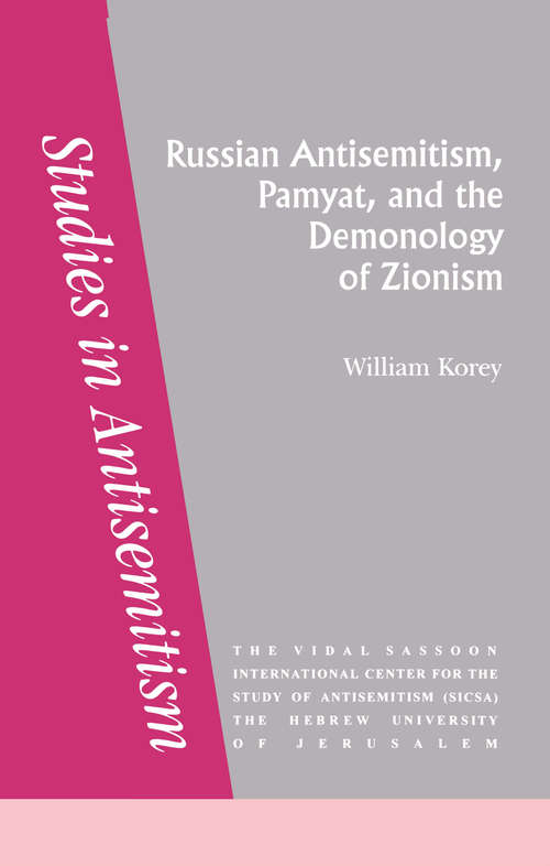Book cover of Russian Antisemitism Pamyat/De