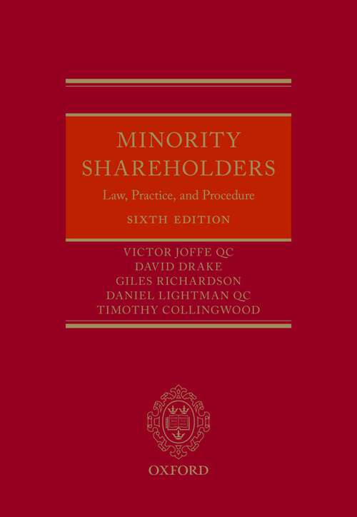 Book cover of Minority Shareholders: Law, Practice, and Procedure