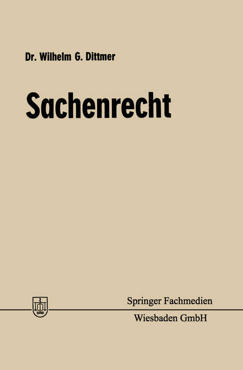Book cover of Sachenrecht (1970)