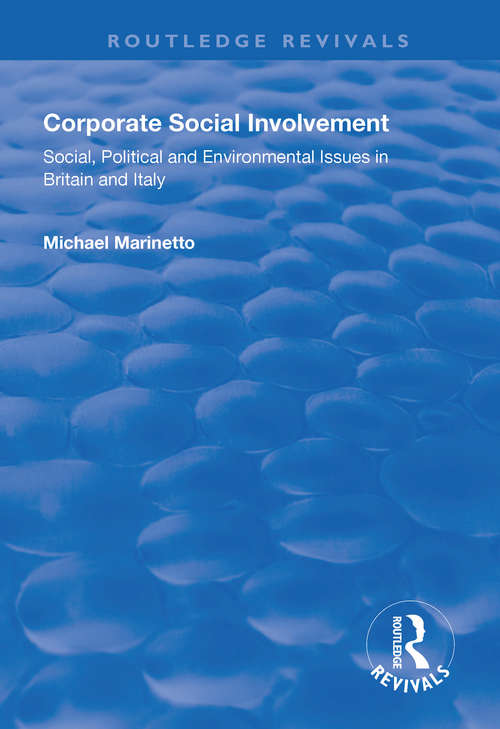Book cover of Corporate Social Involvement: Social, Political and Environmental Issues in Britain and Italy (Routledge Revivals)