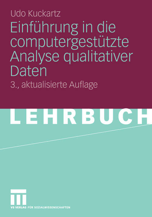 Book cover of Einführung in die computergestützte Analyse qualitativer Daten (3. Aufl. 2010)