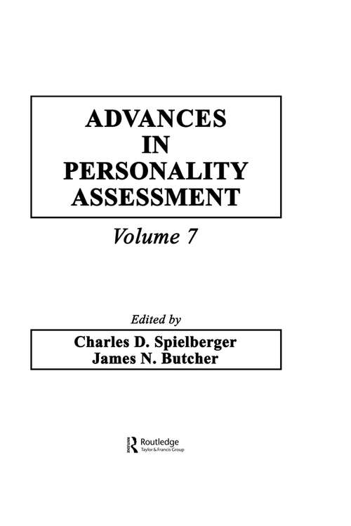 Book cover of Advances in Personality Assessment: Volume 7 (Advances in Personality Assessment Series: Vol. 10)