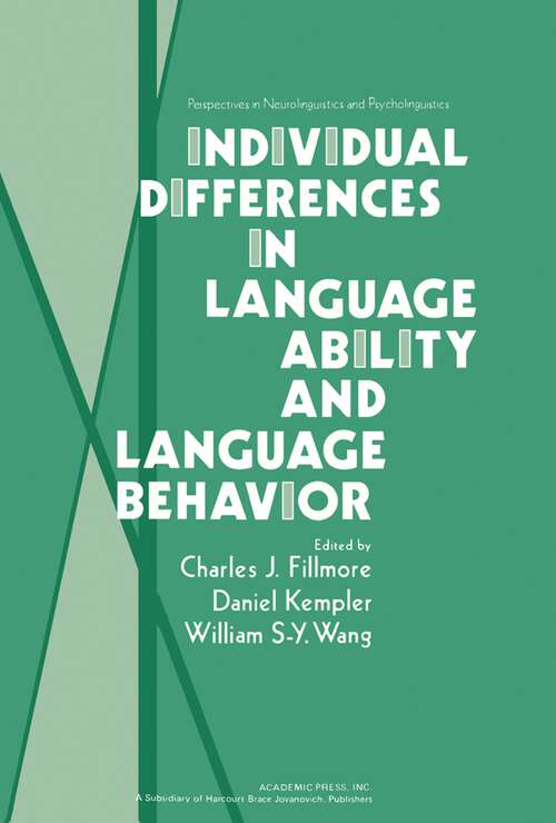 Book cover of Individual Differences in Language Ability and Language Behavior