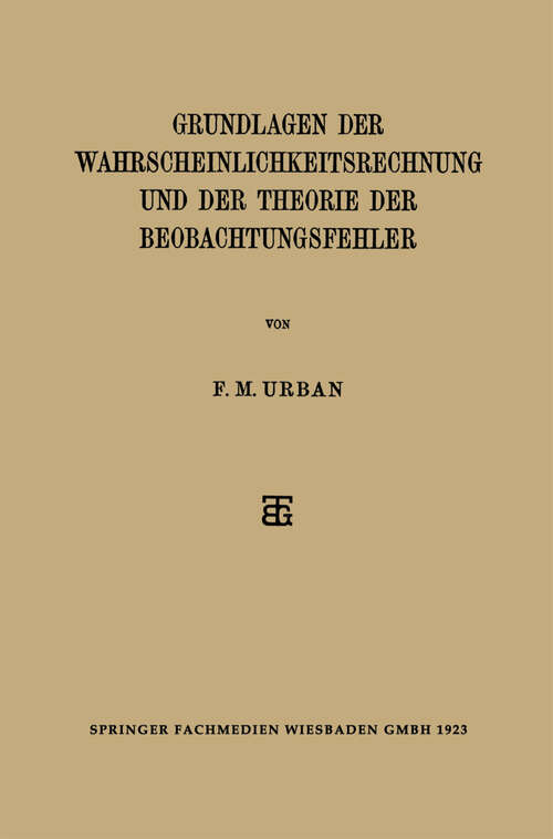 Book cover of Grundlagen der Wahrscheinlichkeitsrechnung und der Theorie der Beobachtungsfehler (1923)