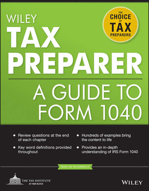 Book cover of Wiley Tax Preparer: A Guide to Form 1040 (2)