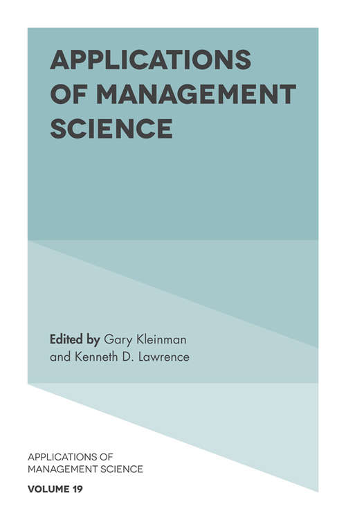 Book cover of Applications of Management Science (Applications of Management Science #19)