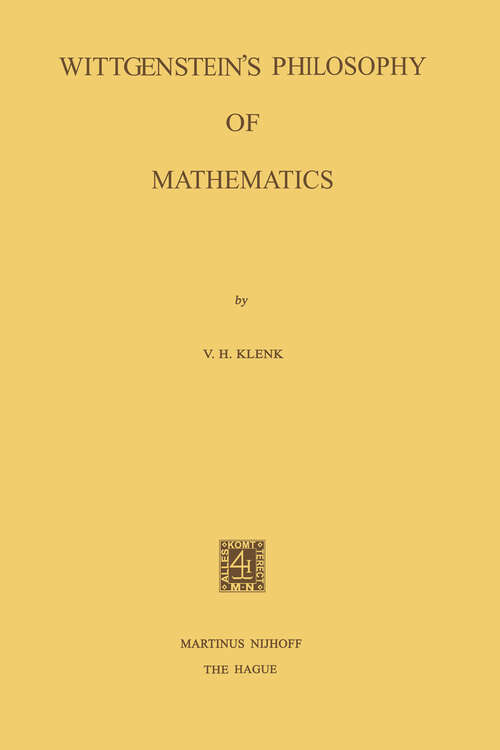 Book cover of Wittgenstein’s Philosophy of Mathematics (1976)