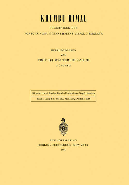 Book cover of Khumbu Himal — Ergebnisse des Forschungsunternehmens Nepal Himalaya: Band 1 / 4. Lieferung (1966)
