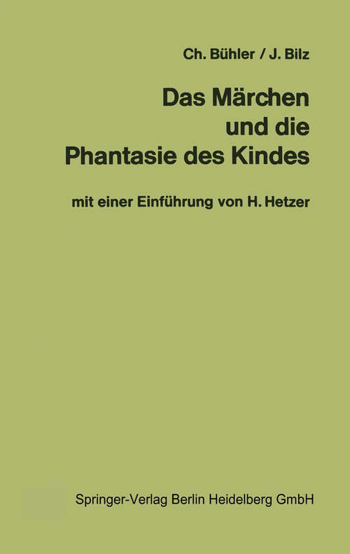 Book cover of Das Märchen und die Phantasie des Kindes: (pdf) (3. Aufl. 1971)