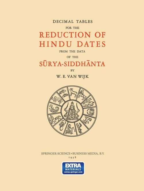 Book cover of Decimal Tables for the Reduction of Hindu Dates from the Data of the Sūrya-Siddhānta (1938)