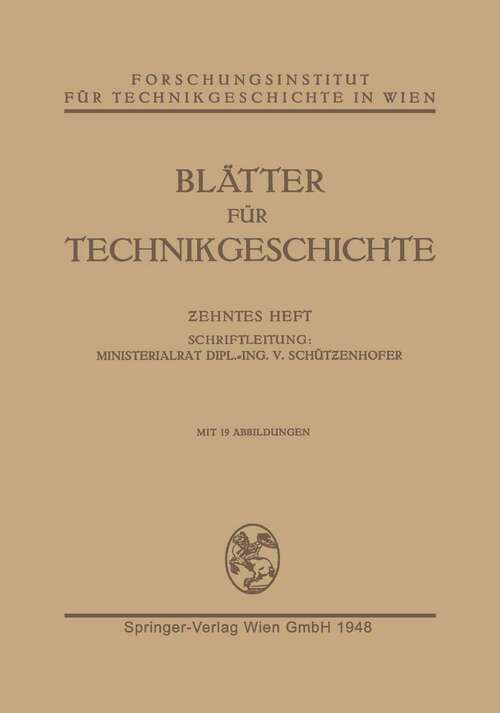 Book cover of Blätter für Technikgeschichte (1948) (Blätter für Technikgeschichte #10)