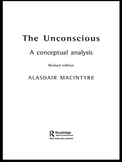 Book cover of The Unconscious: A Conceptual Analysis (2)
