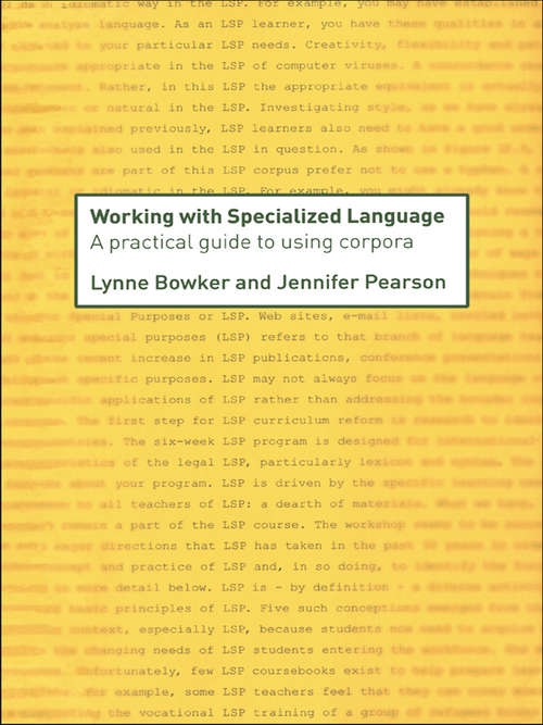 Book cover of Working with Specialized Language: A Practical Guide to Using Corpora
