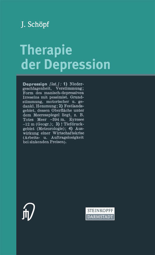 Book cover of Therapie der Depression (2001)