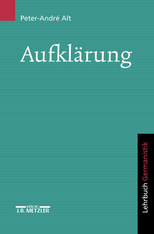 Book cover of Aufklärung: Lehrbuch Germanistik (1. Aufl. 1996)