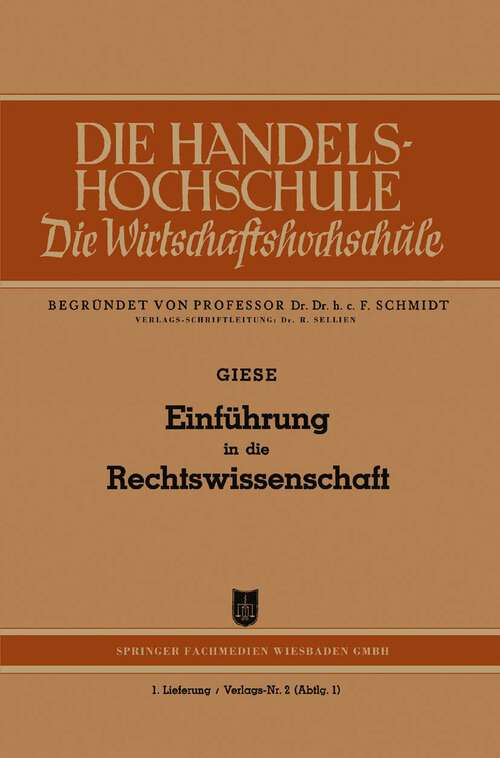 Book cover of Einführung in die Rechtswissenschaft (1948)