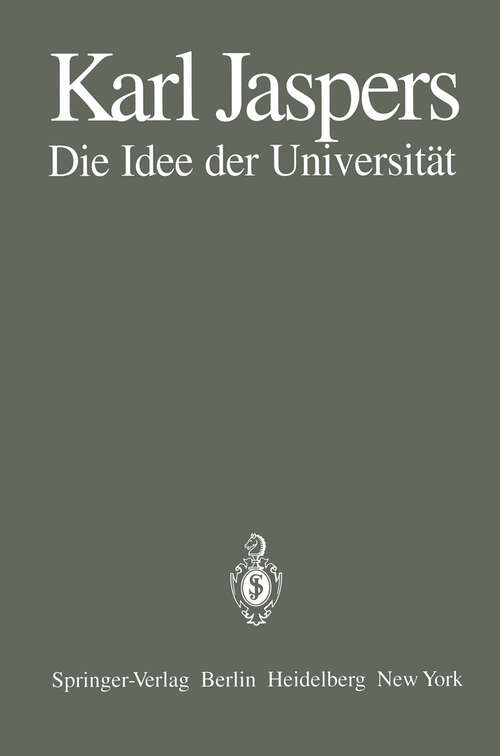 Book cover of Die Idee der Universität (1980)