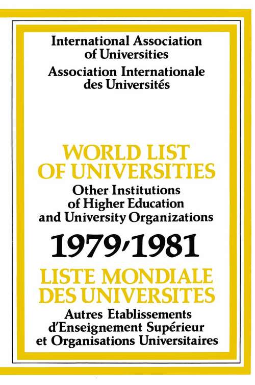 Book cover of World List of Universities (1st ed. 1979)