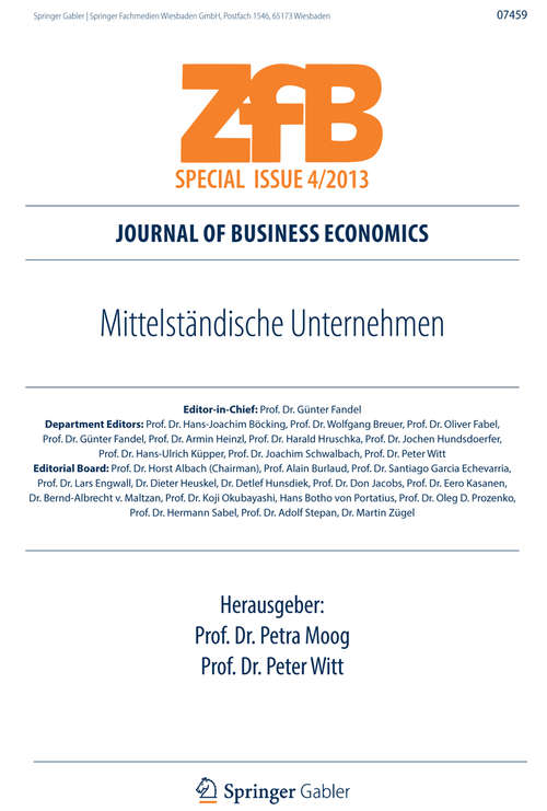 Book cover of Mittelständische Unternehmen (2014) (ZfB Special Issue: 4/2013)