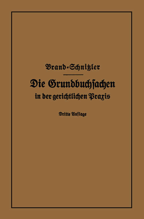 Book cover of Die Grundbuchsachen in der gerichtlichen Praxis (3. Aufl. 1926)