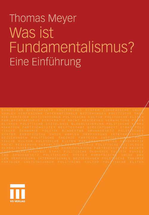 Book cover of Was ist Fundamentalismus?: Eine Einführung (2011)