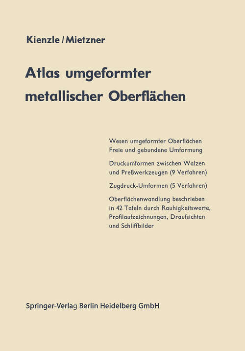 Book cover of Atlas umgeformter metallischer Oberflächen (1967)