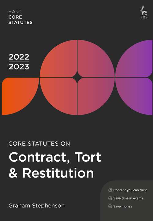 Book cover of Core Statutes on Contract, Tort & Restitution 2022-23 (Hart Core Statutes)