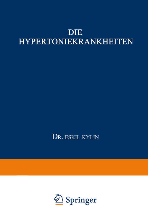 Book cover of Die Hypertoniekrankheiten (1926)