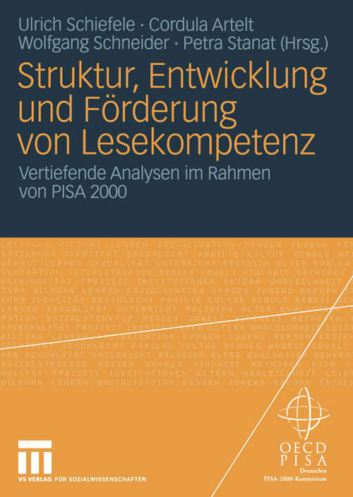 Book cover of Struktur, Entwicklung und Förderung von Lesekompetenz: Vertiefende Analysen im Rahmen von PISA 2000 (2004)