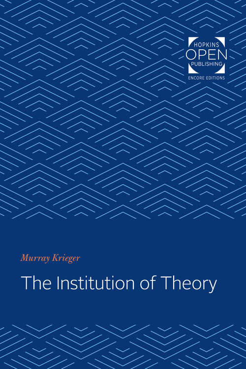 Book cover of The Institution of Theory
