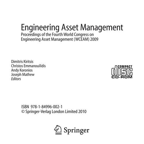 Book cover of Engineering Asset Management: Proceedings of the Fourth World Congress on Engineering Asset Management (WCEAM) 2009 (2010)