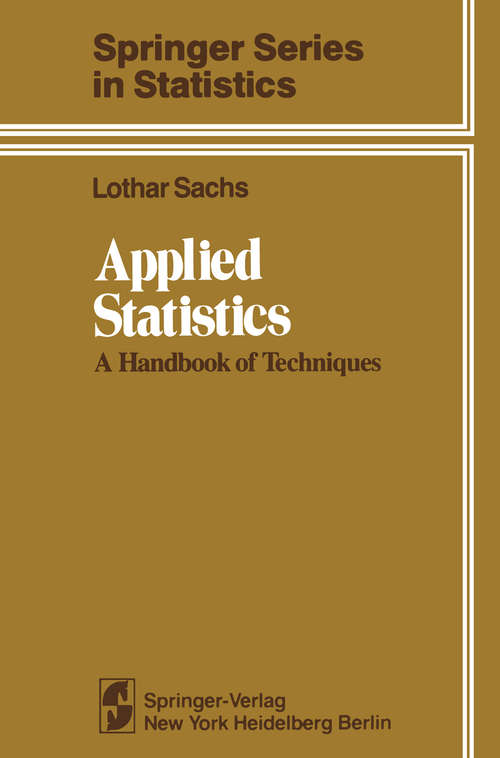 Book cover of Applied Statistics: A Handbook of Techniques (1982) (Springer Series in Statistics)