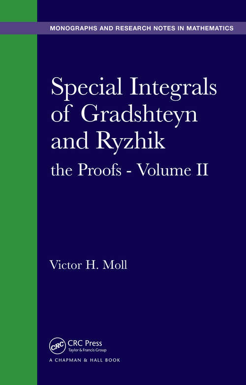 Book cover of Special Integrals of Gradshteyn and Ryzhik: the Proofs - Volume II