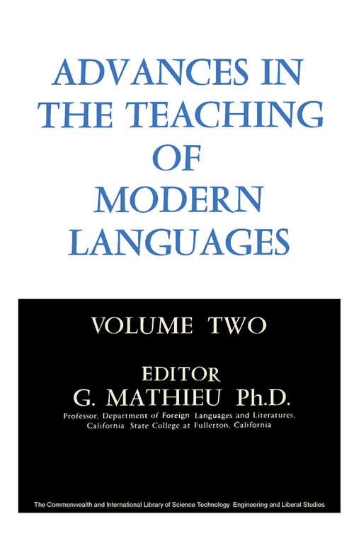 Book cover of Advances in the Teaching of Modern Languages: Volume 2