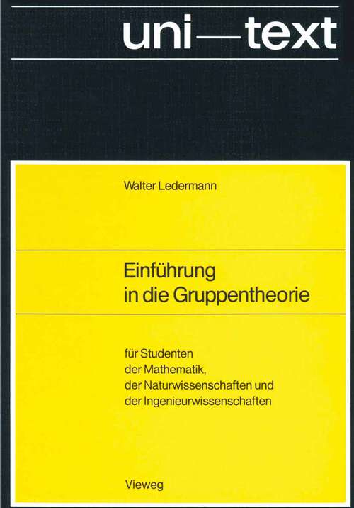 Book cover of Einführung in die Gruppentheorie: für Studenten der Mathematik, der Naturwissenschaften und der Ingenieurwissenschaften (1977)