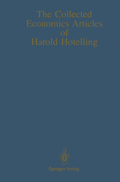 Book cover of The Collected Economics Articles of Harold Hotelling (1990)