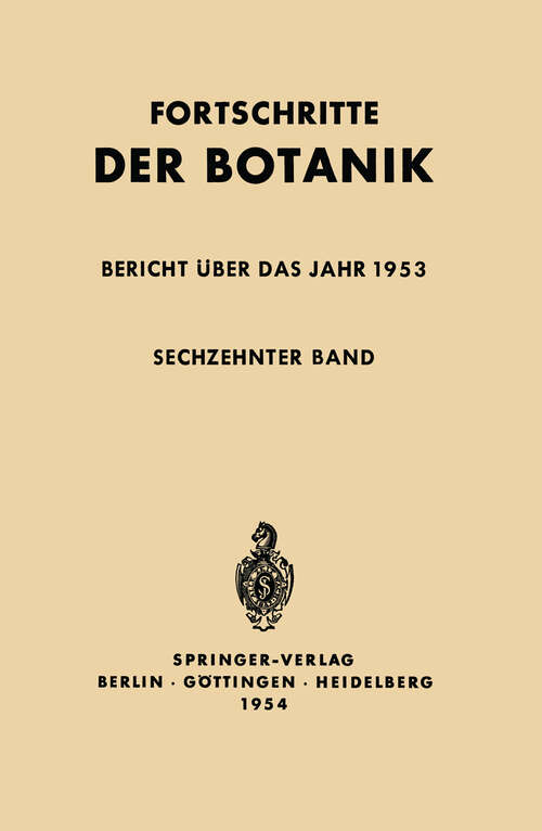 Book cover of Bericht über das Jahr 1953 (1954) (Progress in Botany #16)