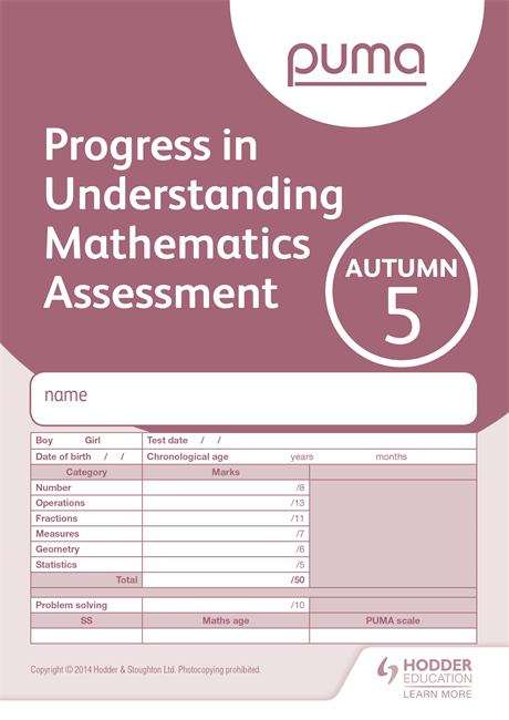 Book cover of PUMA Progress in Understanding Mathematics Assessment: Autumn 5 (PDF)