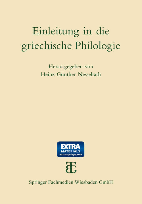 Book cover of Einleitung in die griechische Philologie (1997)