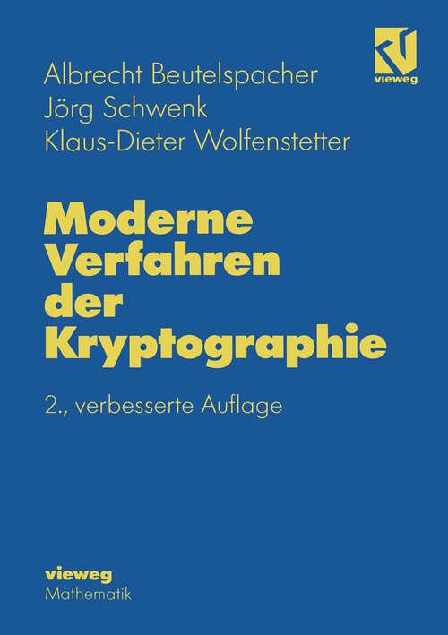 Book cover of Moderne Verfahren der Kryptographie: Von RSA zu Zero-Knowledge (2. Aufl. 1998)