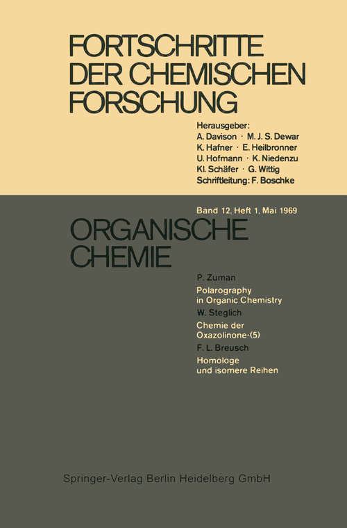 Book cover of Organische Chemie (1969) (Topics in Current Chemistry: 12/1)