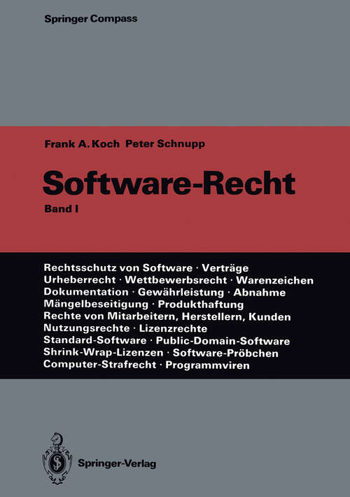 Book cover of Software-Recht: Band 1 (1991) (Springer Compass)